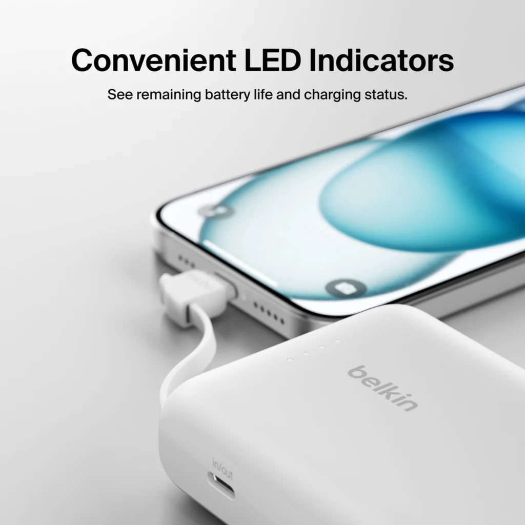 Imagen 6 de Bateria 10.000 mAh 20W PD con cable USB-C Belkin blanca