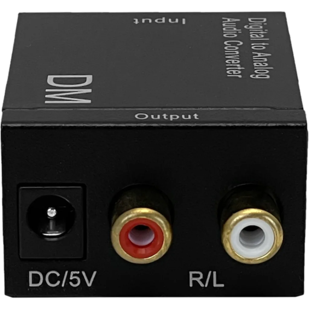 Convertidor Audio Optico-Toslink/Coaxial a 2-RCA-H 51x42x26mm req5V