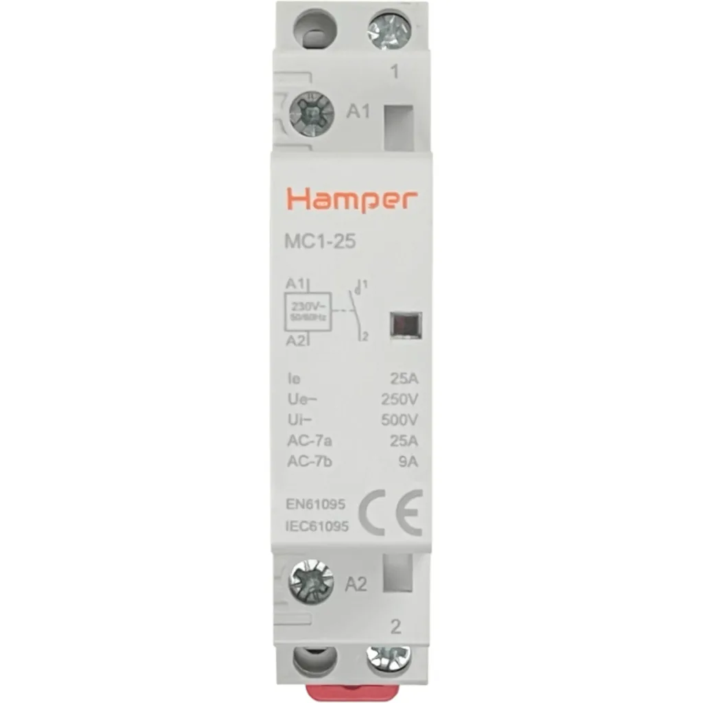 HAMPER 25A Contactor Monofasico Modular 230/400V 1NA IP20 Certif-SEC