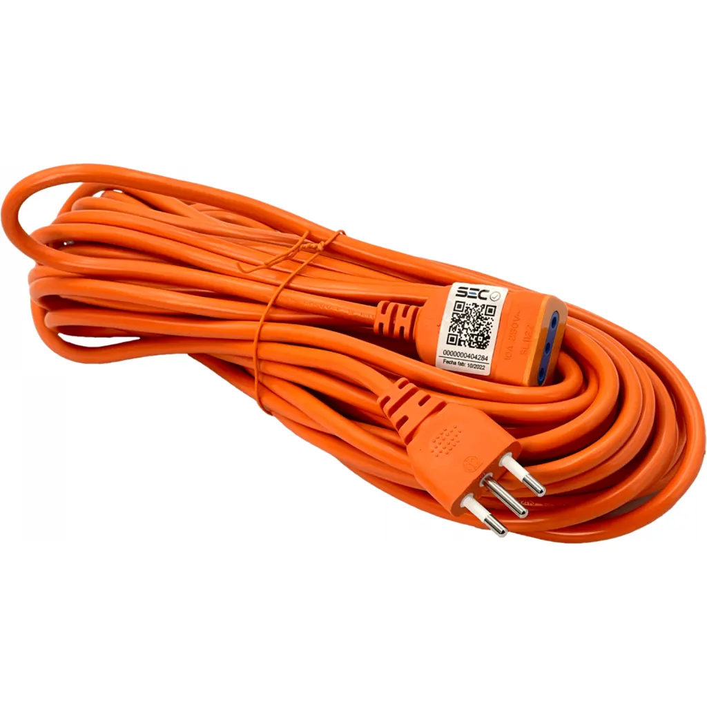 Imagen 1 de Alargador Extensión Eléctrico 10A Enchufe Chile 15mts Color Naranja - Macrotel