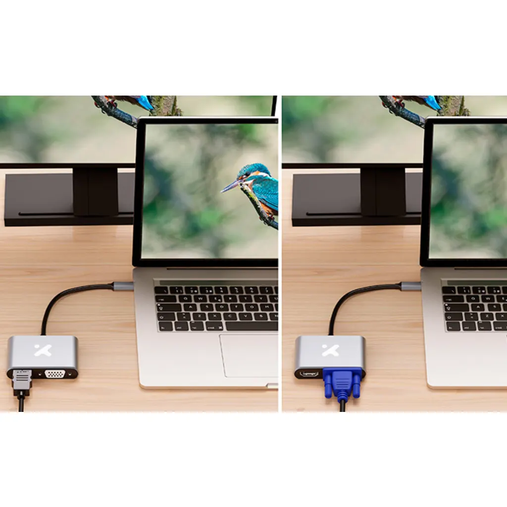 Imagen 12 de Adaptador Multipuertos 2en1 XTech XTC-542, USB-C a HDMI VGA