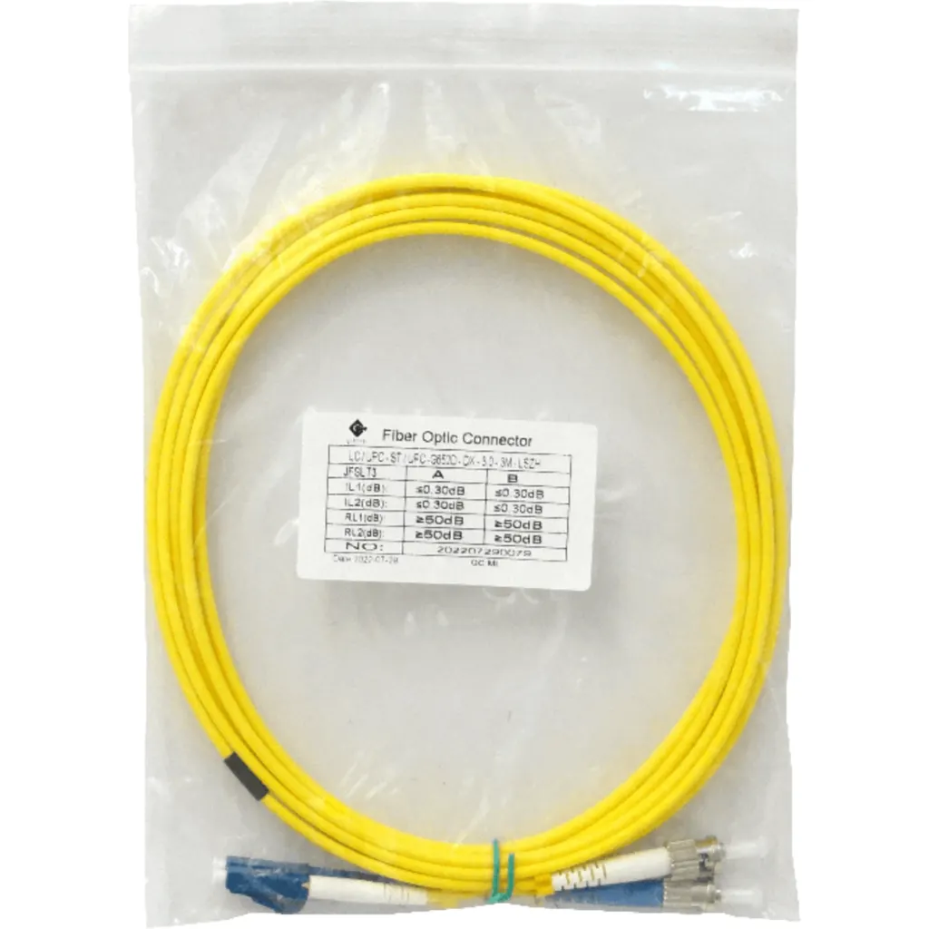 Imagen 1 de 3mt LC-ST/UPC MonoModo SM Duplex Jumper Cable Fibra 9/125um 3mm LSZH