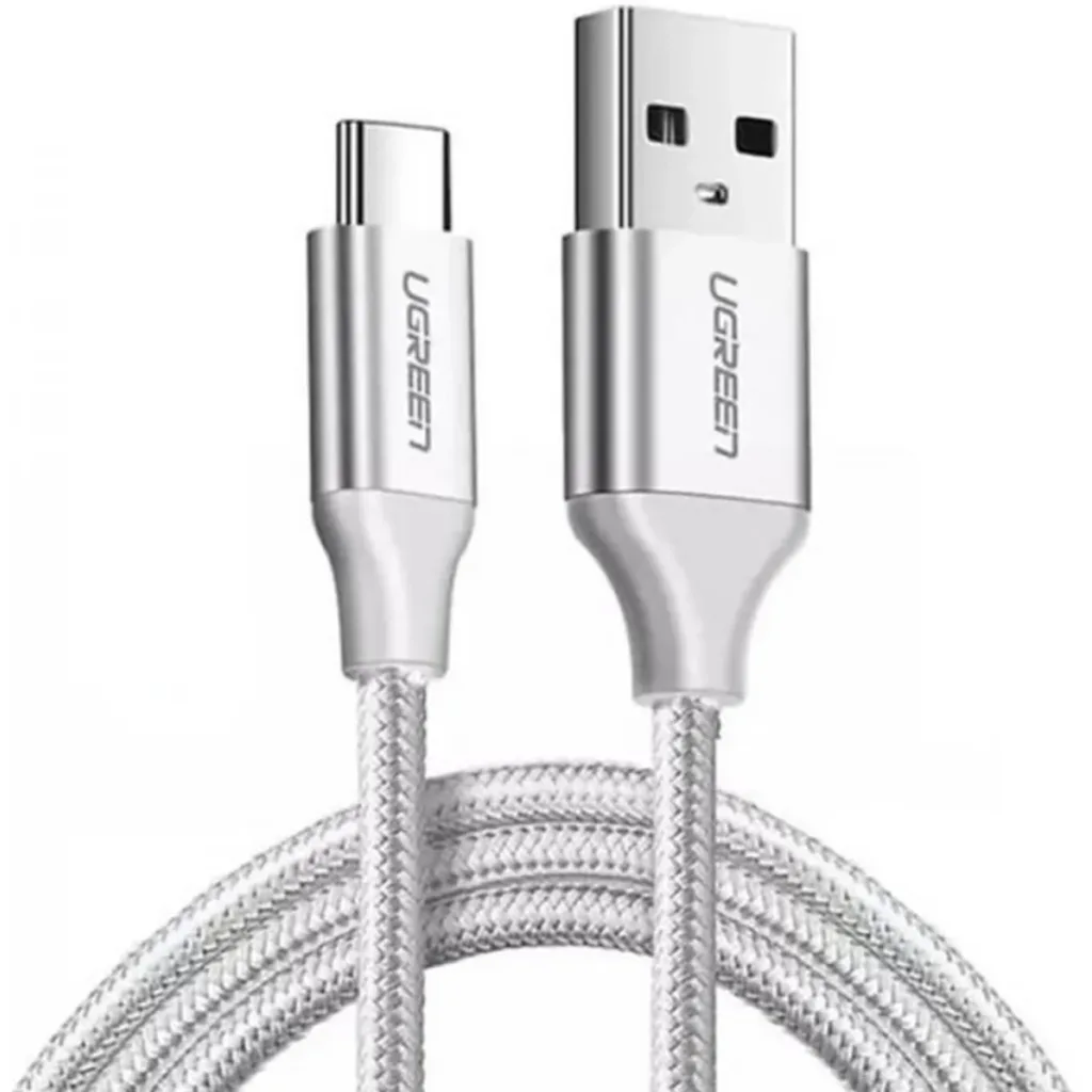 US288-W(2M). Cable USB A 2.0 a USB-C Blanco 2 MTs. UGREEN. Cable niquel trenzado de aluminio