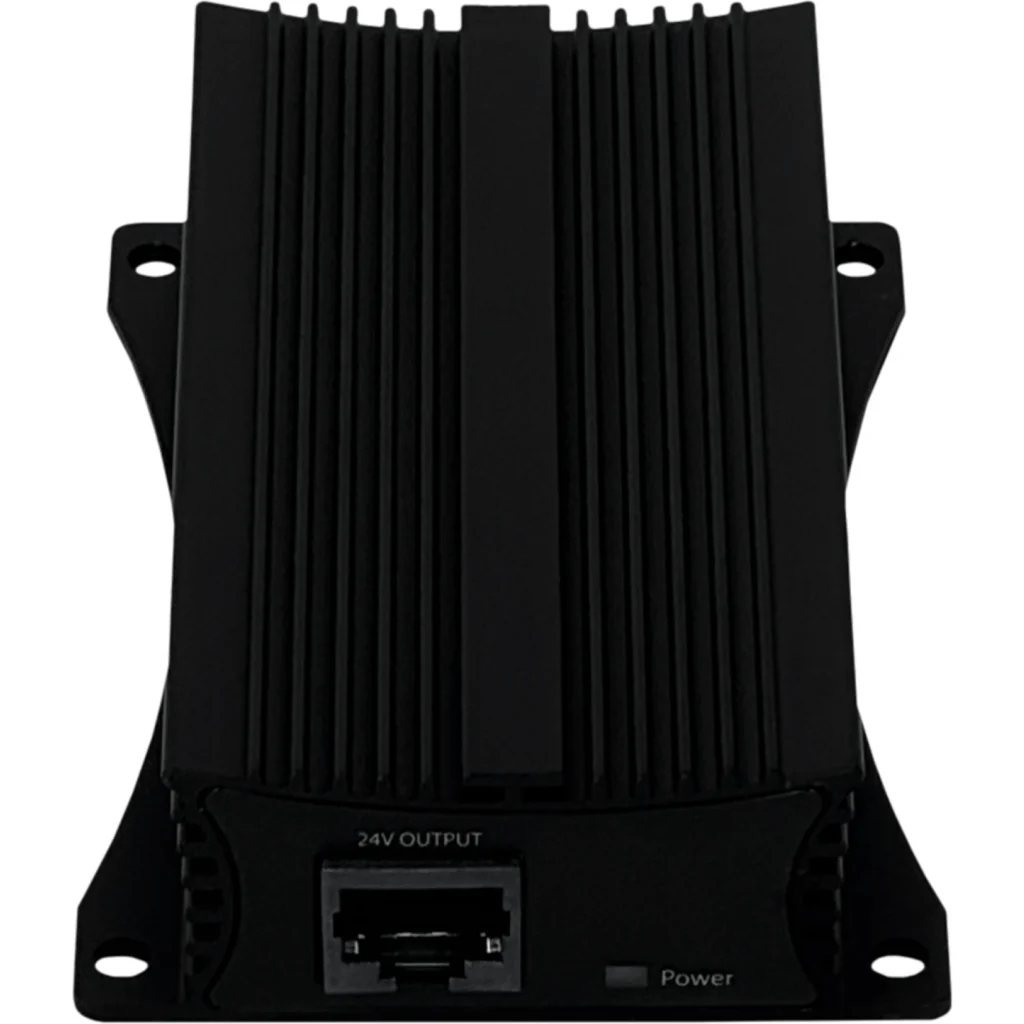 Imagen 1 de Inyector PoE pasivo Gigabit de alta potencia para equipos MikroTik. Permite alimentación por Ethernet en instalaciones profesionales.