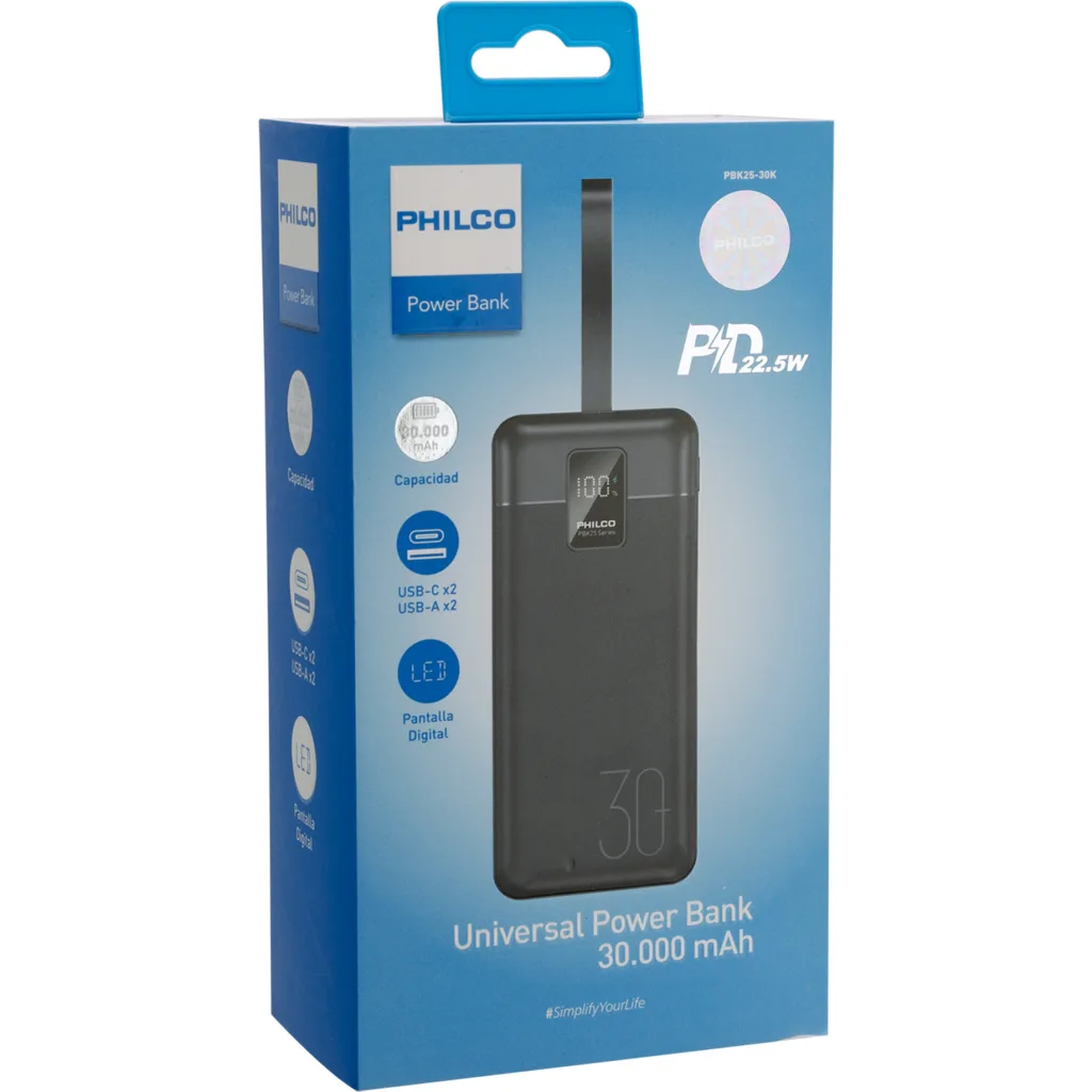 Imagen 4 de PBK25-30K POWERBANK 30.000MAH / PD 22.5W BLK