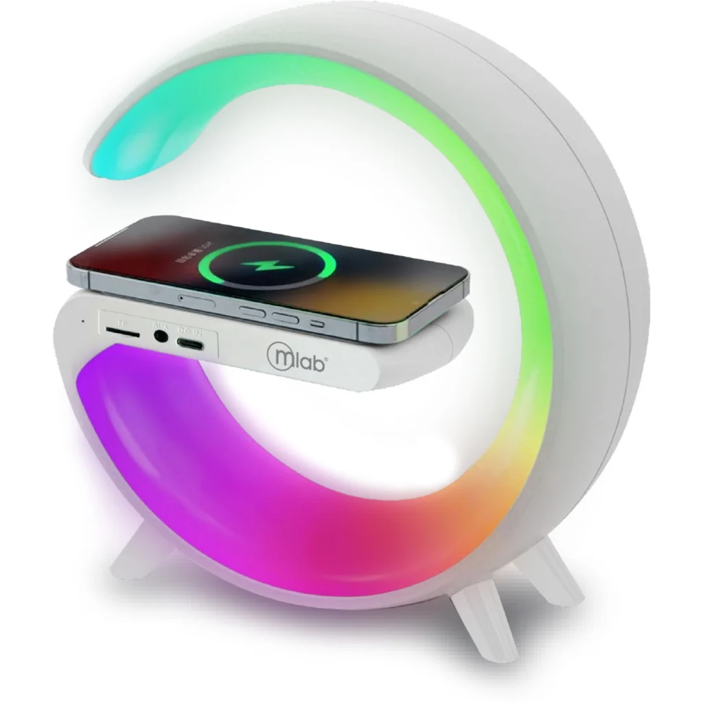 Imagen 1 de MLAB PARLANTE MY LIL G 5 IN 1 CARGADOR INALAMBRICO+LUZ RGB+RELOJ+ALARMA WHITE