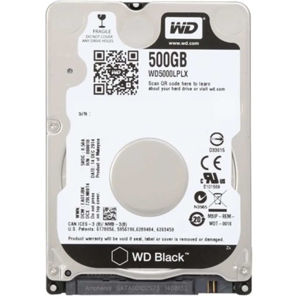 Imagen 0 de Disco Duro Western Digital Black 500GB 2.5" 7mm 7200 RPM SATA III 6GB/S 32MB (Reacondicionado)