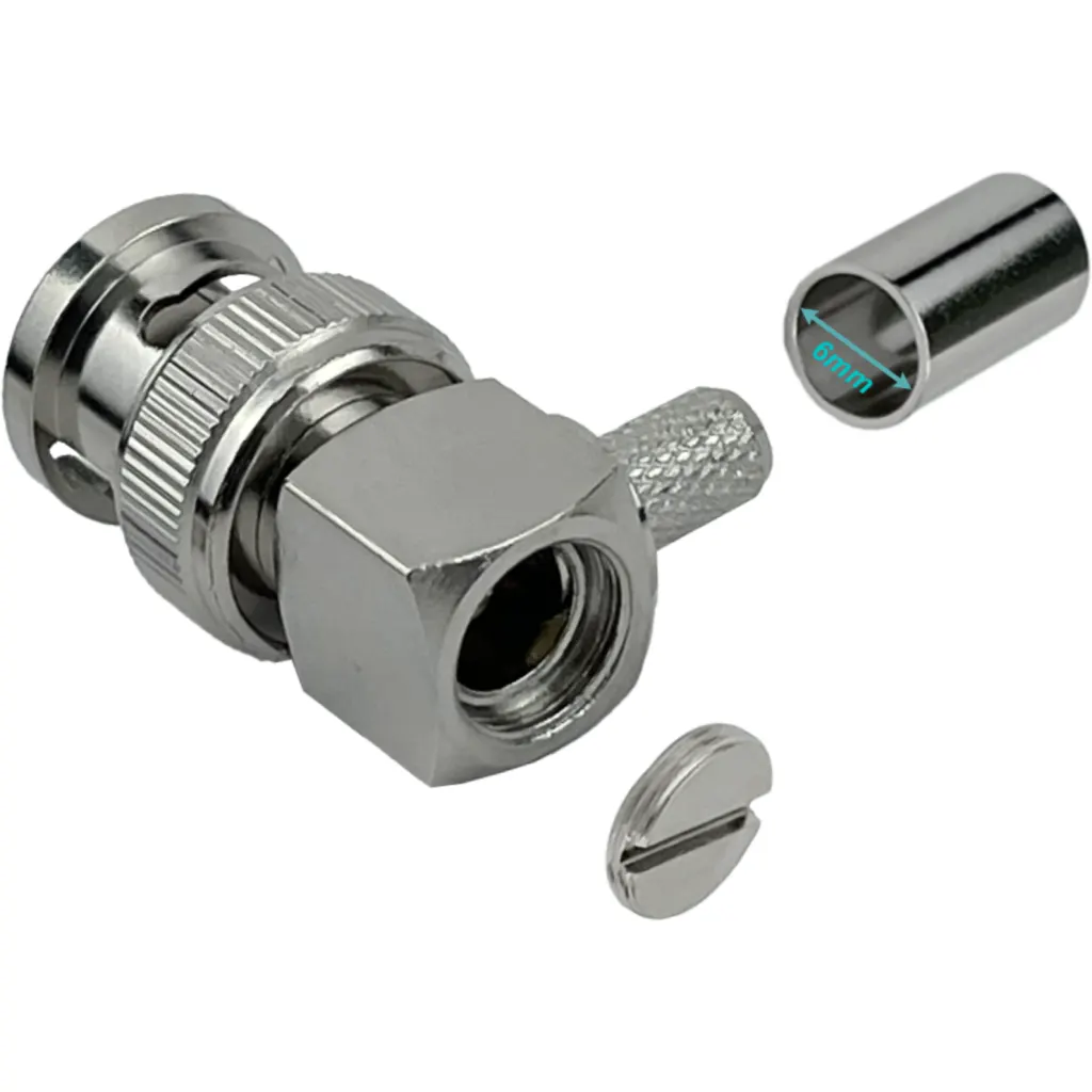 Imagen 3 de BNC-Macho 90-Grados LMR195 Conector Crimpeable RG58 RG142
