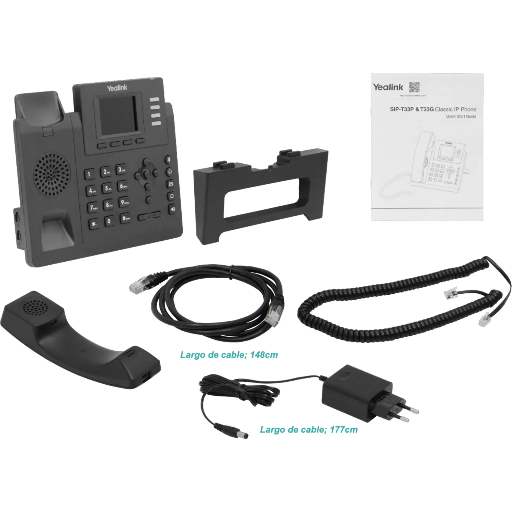 Imagen 5 de Téléfono Yealink IP Básico con 4 líneas SIP-T33G LCD Color 2.4" Soporta PoE