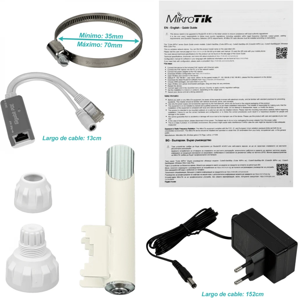 Imagen 3 de MIKROTIK hasta-800mt 802.11ay L4 60Ghz + 5Ghz-failover CubeSA 60Pro AC