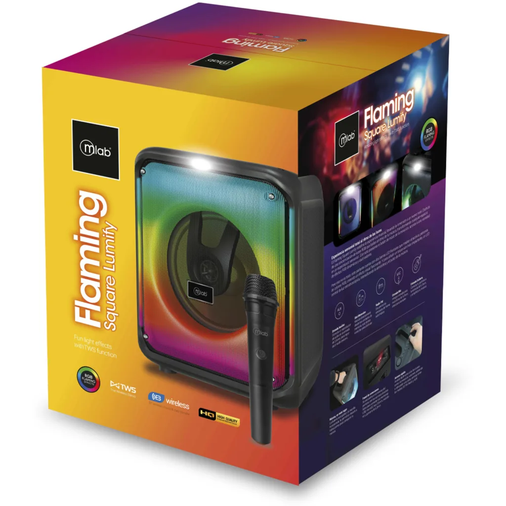 Imagen 4 de MLAB PARLANTE FLAMING SQUARE LUMIFY 8" MICROFONO INALAMBRICO