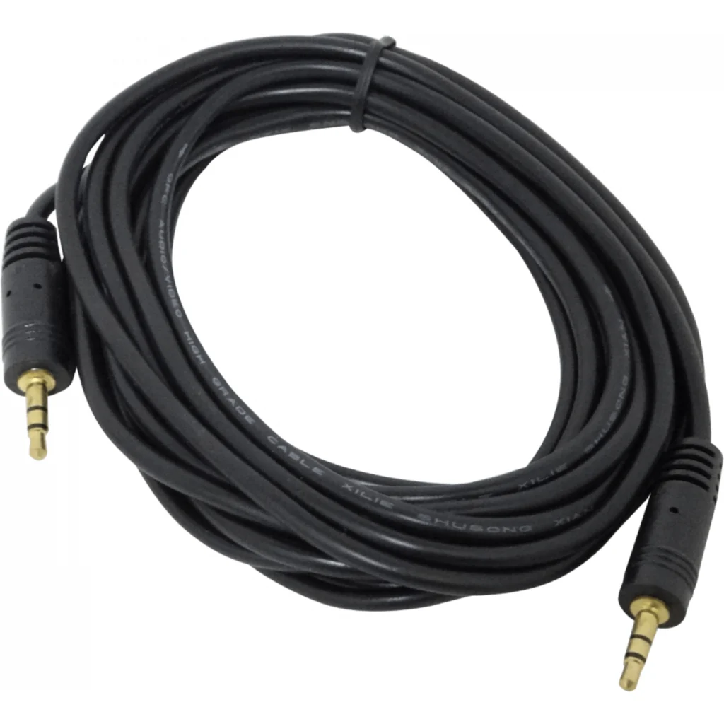 Cable de Audio Stereo Jack 3.5mm M/M Largo 5 Mts Color negro