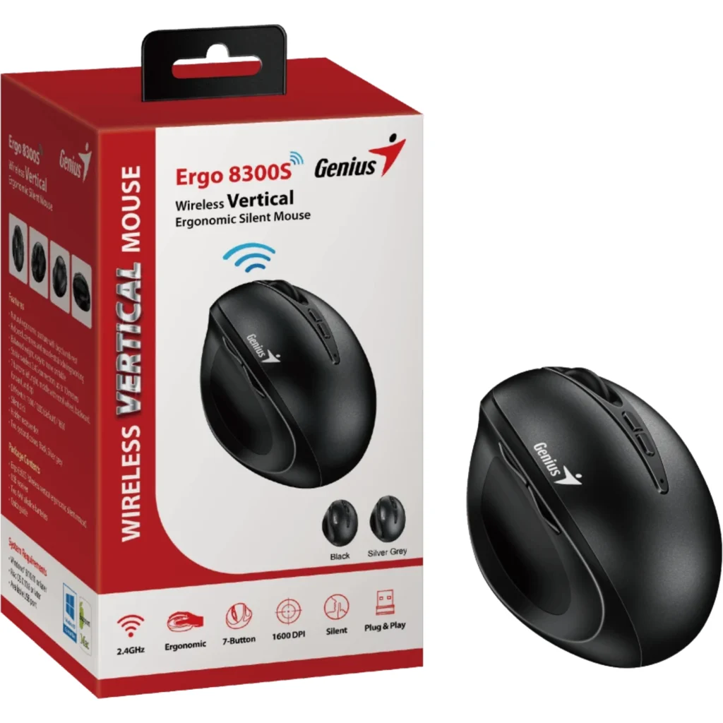 Imagen 5 de GENIUS MOUSE INALAMBRICO 2,4GHZ ERGONOMETRICO BLACK-ERGO-8300S-BK
