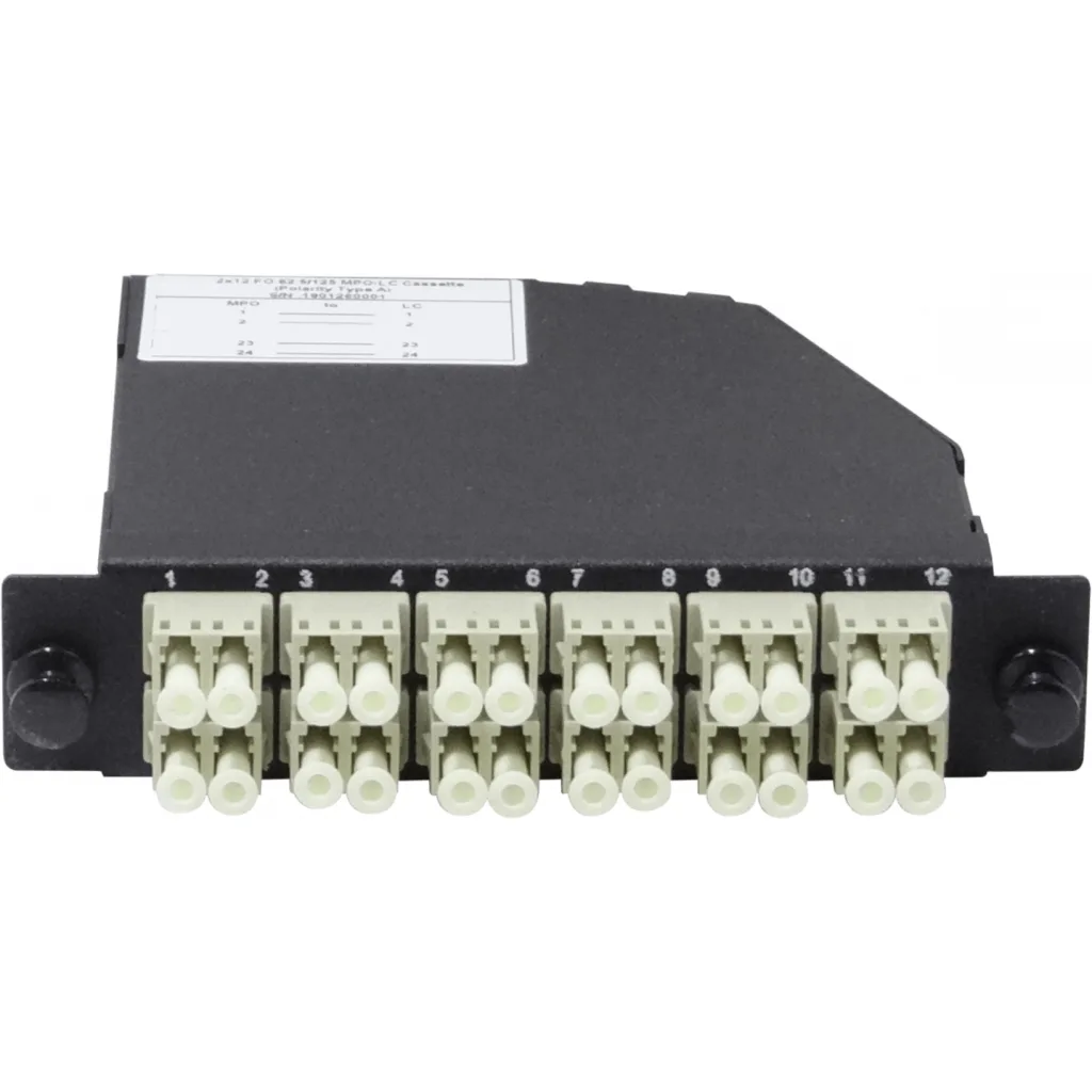 OM1 24-LC 2-MPO/M Cassette para/1U-3P 130mm Fibra Pre-conectorizada