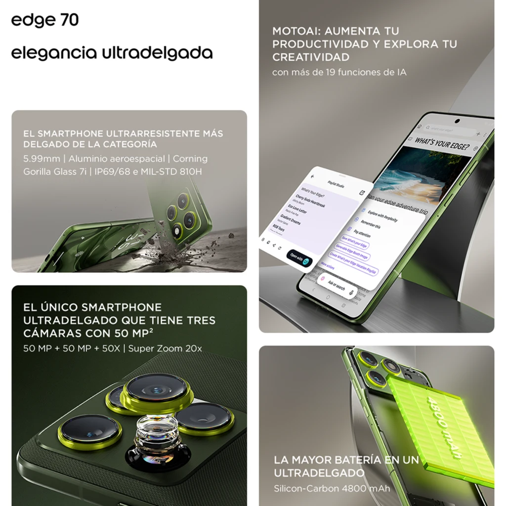 Imagen 4 de Smartphone Motorola Edge 70 8-Core 12GB/512GB 6,67' 5G WiFi Bt NFC USB-C Blanco