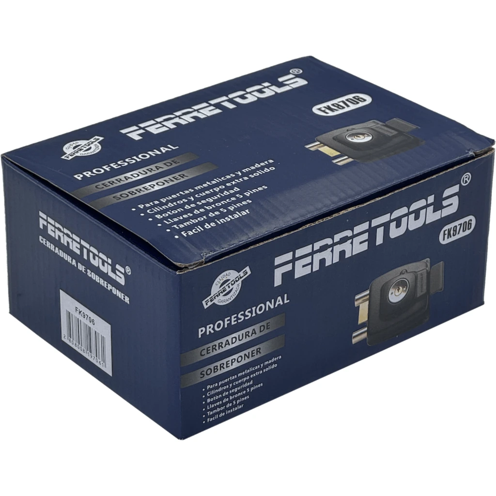Imagen 1 de FERRETOOLS Cerradura Horizontal Sobrepuesta 3-Llaves-55mm Tambor-5pine