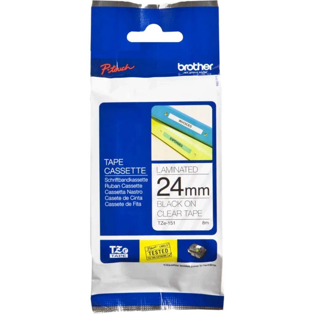 Imagen 1 de BROTHER CINTA TZE151 STD NEGRO SOBRE TRANSPARENTE 24MM