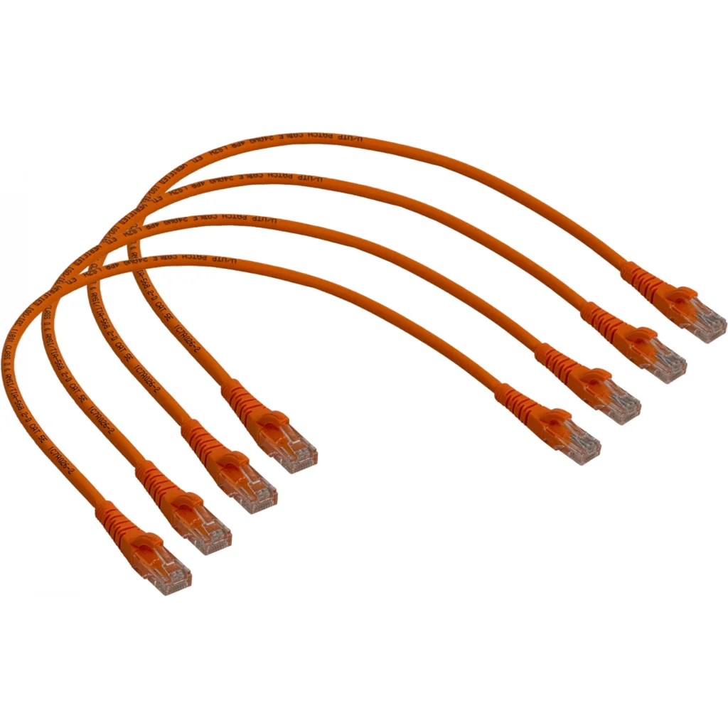 Imagen 3 de LINKMADE 4UN 50CM CAT5E NARANJO LSZH CABLE PATCH INYECTADO MULTIFILR