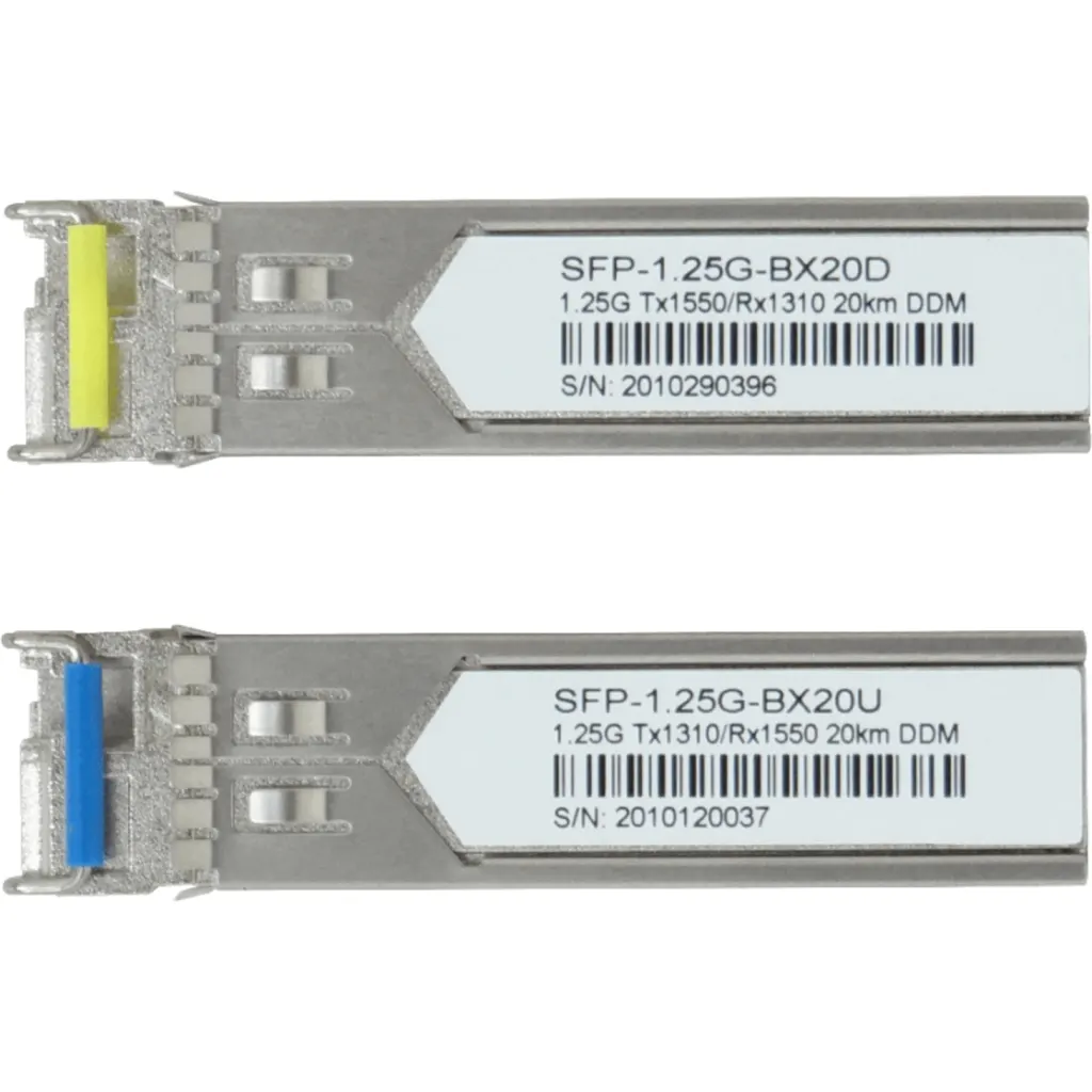 Imagen 1 de Pareja SFP WDM Bidireccional 1550nm/1310nm 1.25Gbps BX20 U+D 20 km