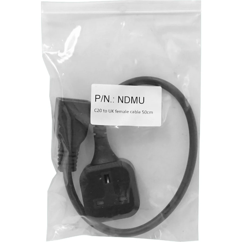 Imagen 2 de C20-Macho UK-Hembra Cable Poder 0,5mt Negro 50cm