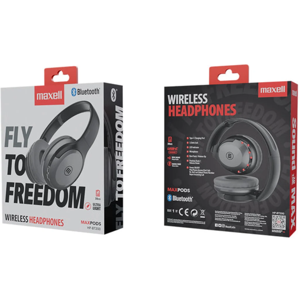 Imagen 4 de Audifonos Bluetooth de copa mediana Maxell HP-BT200FLYBLACK