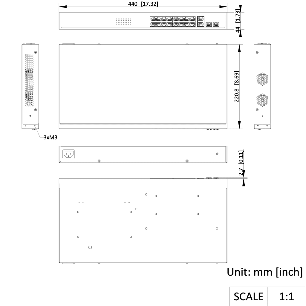 Imagen 1 de Switch Smart Managed Hikvision 16 x 10/100 Mbps PoE ports 2 x SFP