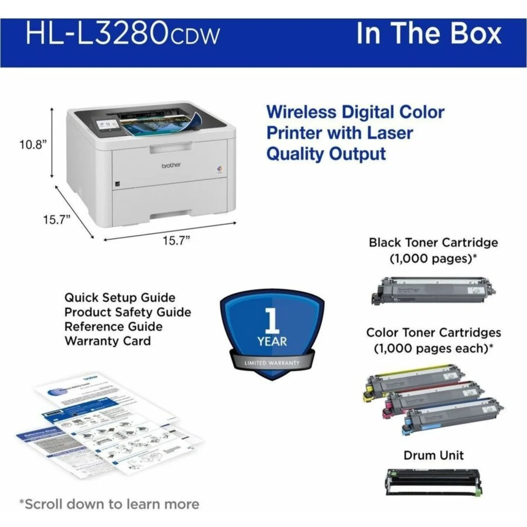 Imagen 9 de Impresora Brother HL-L3280CDW, Láser Color Wi-Fi USB Dúplex Color 27ppm