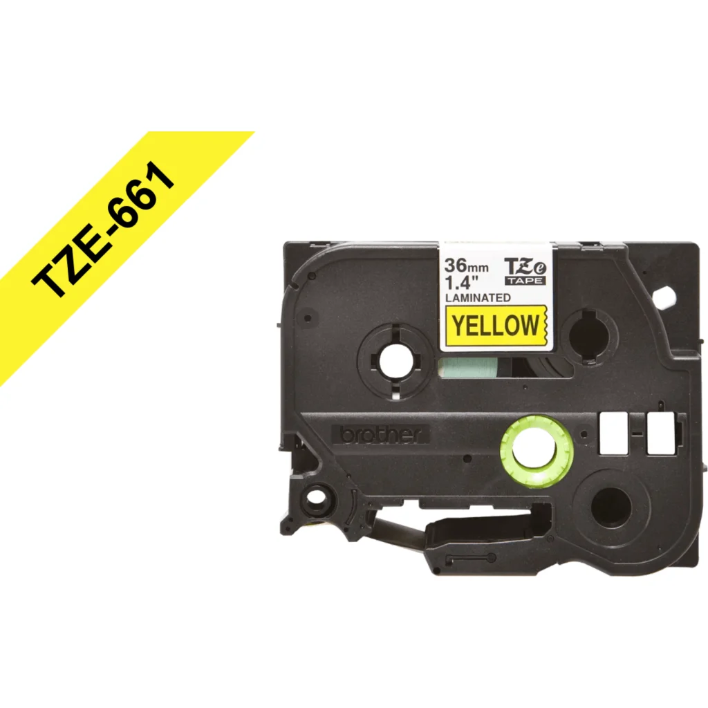 Cinta Brother Tze-661 Negro Sobre Amarillo 36Mm X 8M