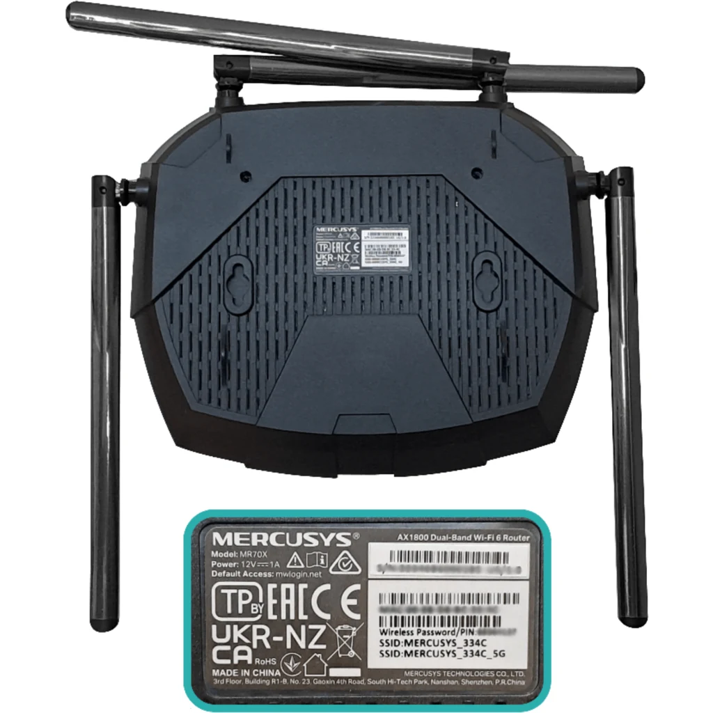 Imagen 4 de MERCUSYS WiFi6 AX1800 5GHz+2,4GHz 1201+574mbps 4-ant-fija 3-1000 1-WAN