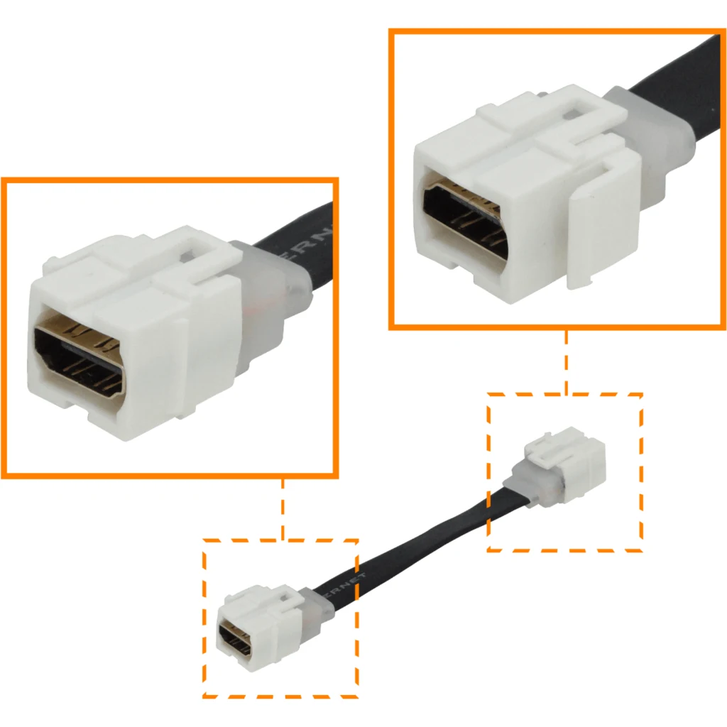 Imagen 1 de HDMI 15cm-Cable-Plano Hembra-Hembra Keystone Blanco