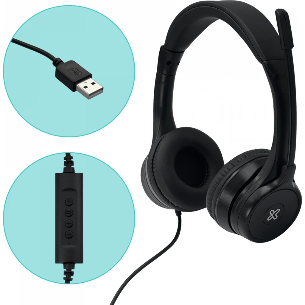 Imagen 1 de Audífonos Alámbricos KlipX KCH-510 On-Ear Vol-Mic USB Stereo Color Negro