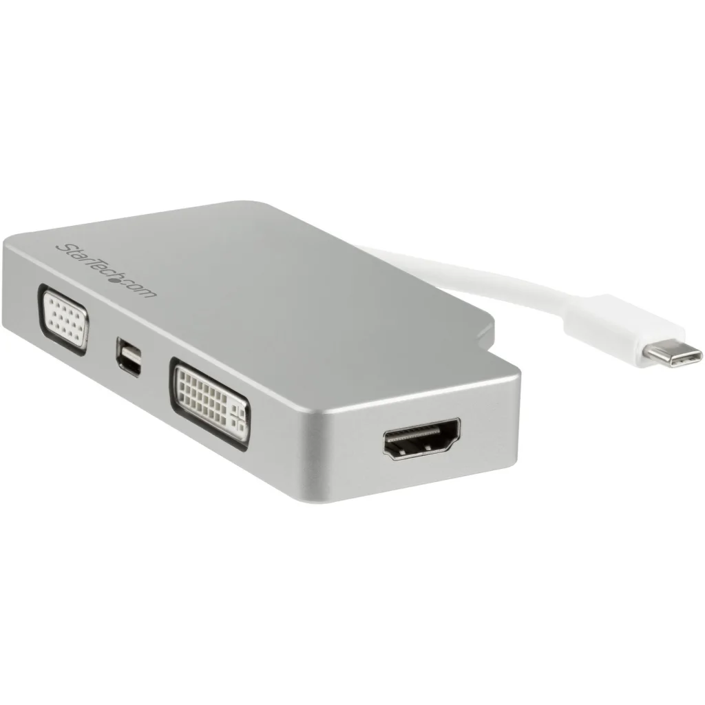 Adaptador de Video StarTech 4en1 USB-C a VGA DVI HDMI MiniDisplayPort 30Hz Plata