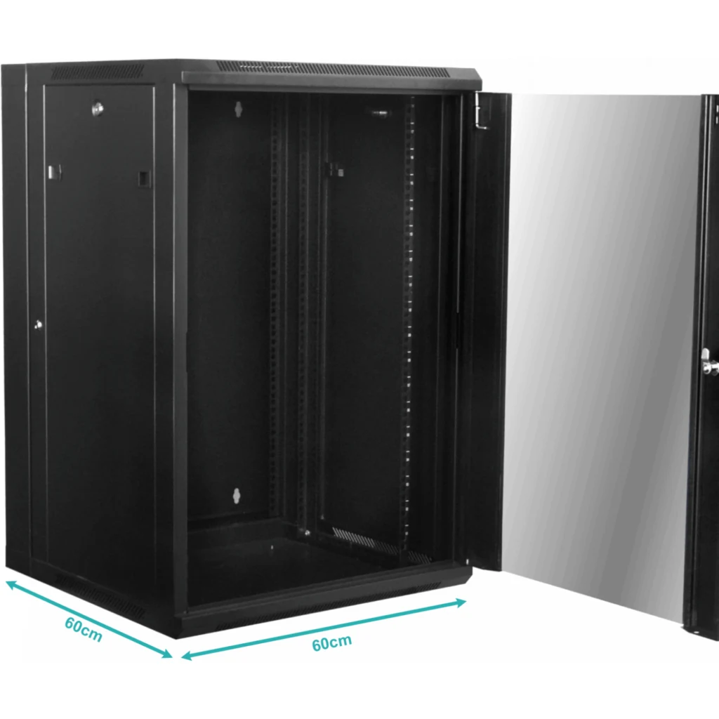Imagen 4 de LINKMADE 18U RACK DOBLE BISAGRA 60CM-FONDO NEGRO INC-2U