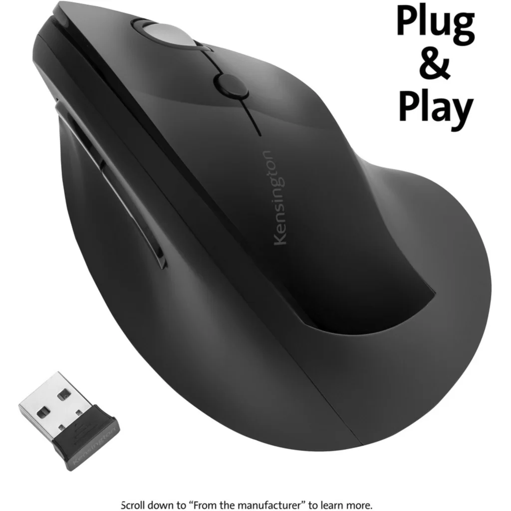 Imagen 5 de Mouse Ergonómico Inalámbrico Vertical Kensington ProFit 6 Btns 1600dpi USB Negro