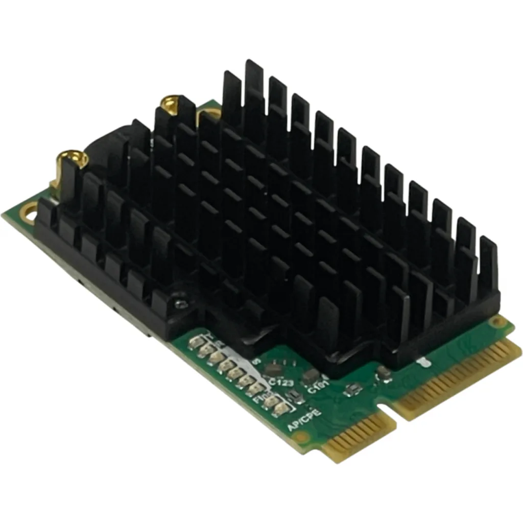 Imagen 3 de Tarjeta miniPCIe Wi-Fi 2.4GHz 802.11b/g/n de alta potencia, dual chain, ideal para enlaces inalámbricos y soluciones RouterBOARD compatibles.