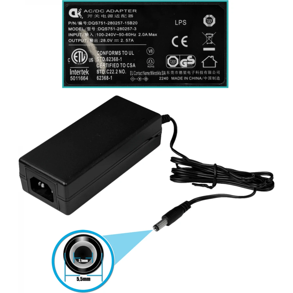 Imagen 3 de MIKROTIK Req-Cable 400mW-P 5GHz 2-8dBi L5 26DBM-P 5-100-PoE/9-30V USB