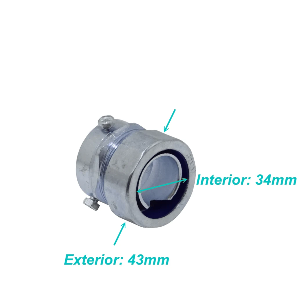 32mm Union EMT a Flexible Conduit Adaptador Metalico 24-35mm a 24mm