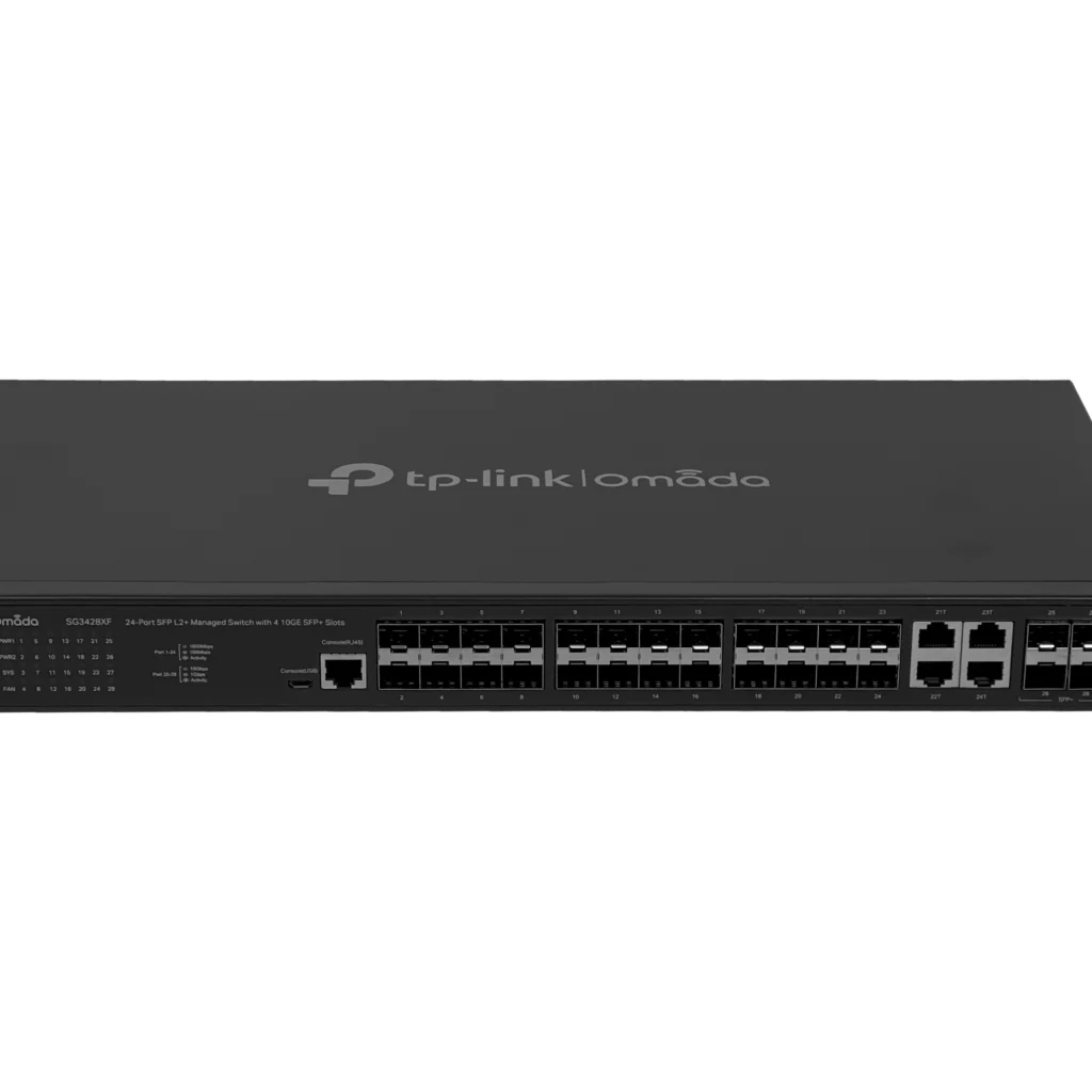 Imagen 4 de SG3428XF. Switch Omada con 24 puertos SFP 4 puertos SFP+ capacidad de switching de 128Gbps