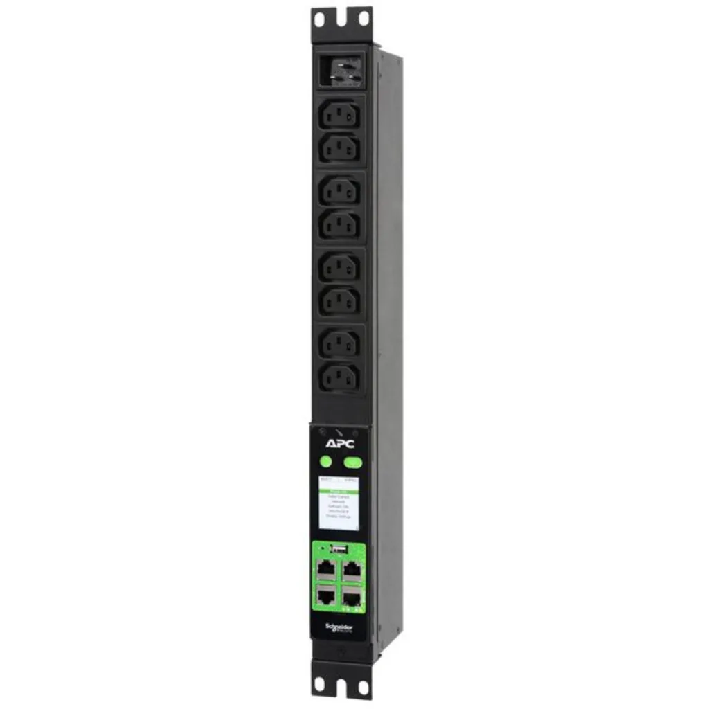 PDU APC Fácil Medida Rack 1U 16A 230 Salidas 8*C13 Pantalla LCD interactiva