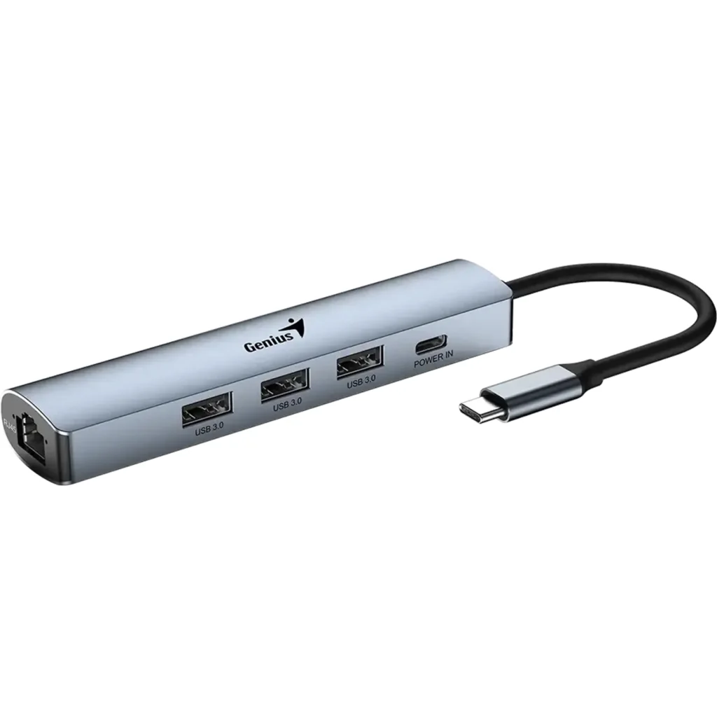 Imagen 2 de GENIUS HUB 5 in 1 PLUG TYPE-C to JACK RJ-45, PD, USB 3.0-UH-545-IRON-GR