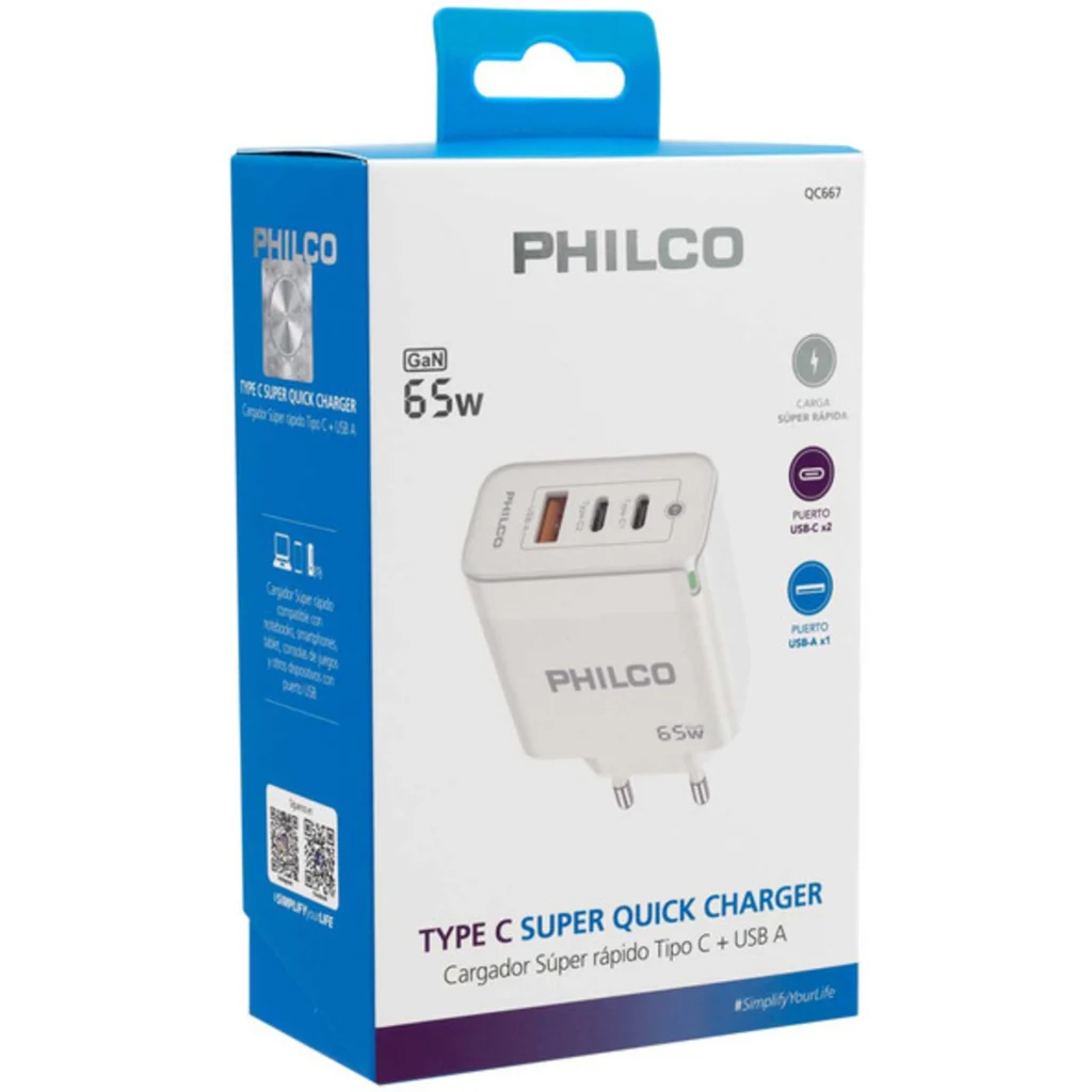 Imagen 2 de CARG. DE PARED SUPER RAPIDO 65W USB A Y TIPO C