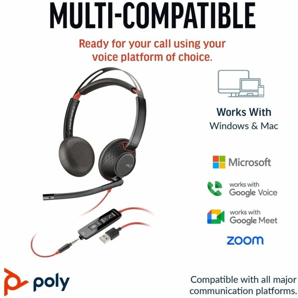 Imagen 5 de Audífonos Alámbricos Poly Blackwire 5220, con micrófono, Stereo USB-C Negro
