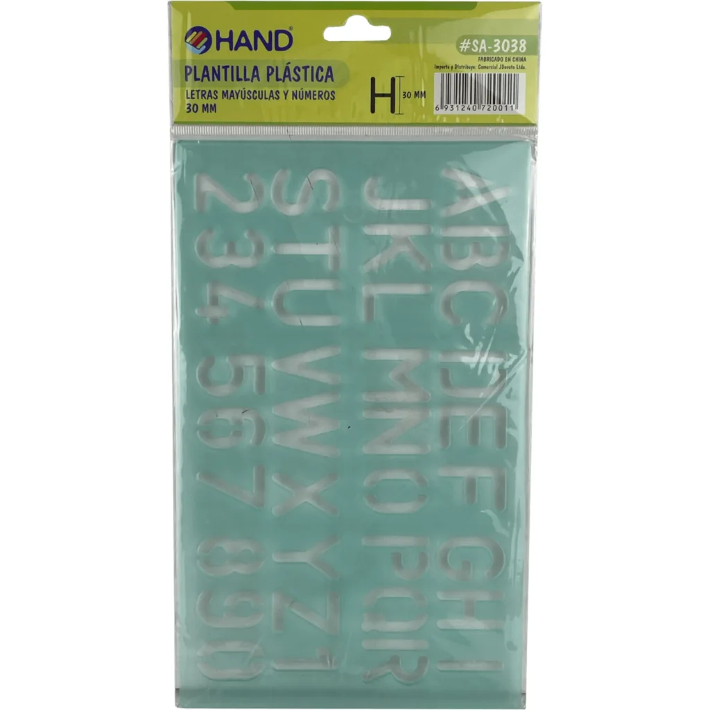 Normografo Planilla Plastica Letras y Numeros 30mm 150x240x2mm