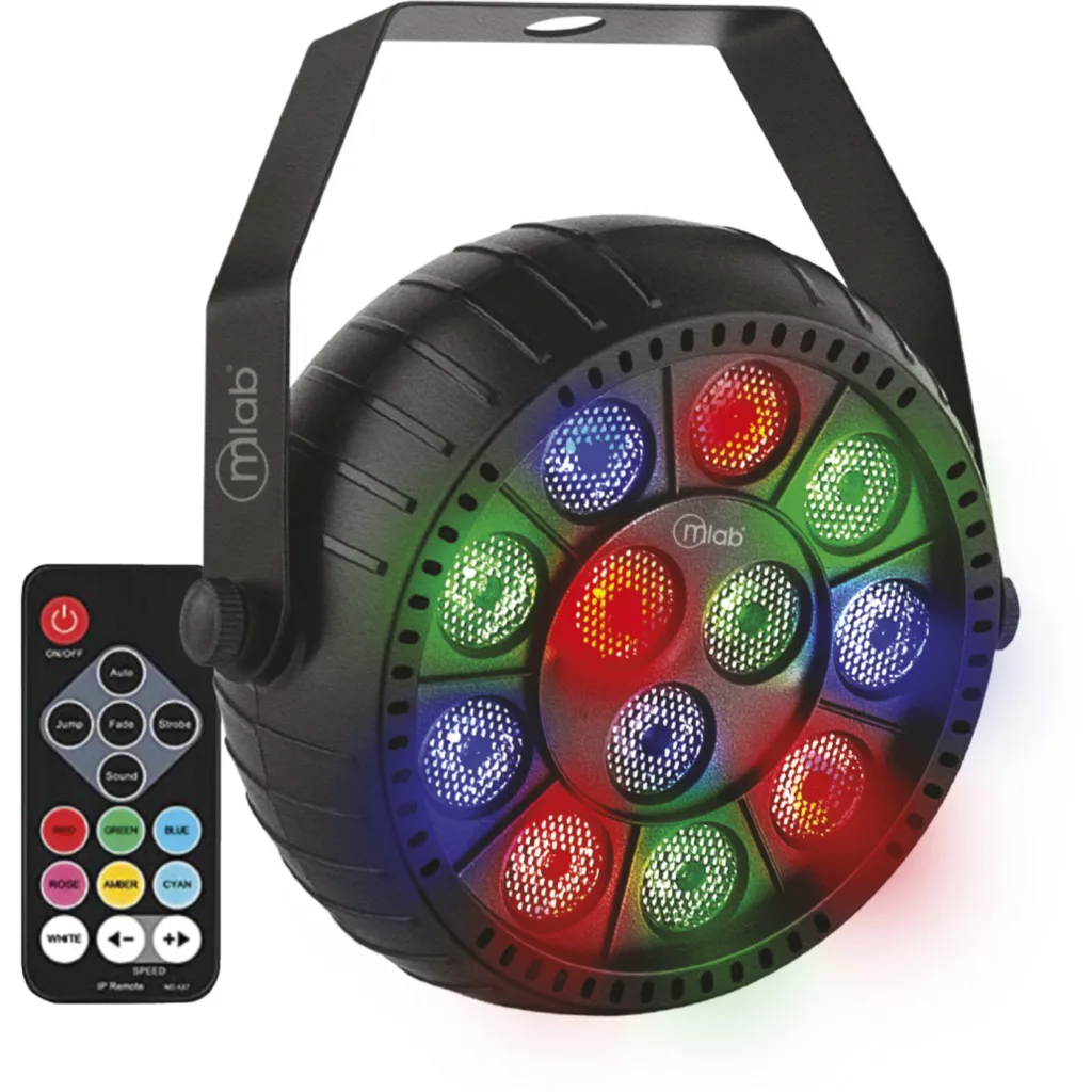 MLAB LUZ FIESTA CIRCLE 12 LED PAR STROBE LIGHT MIC MUSIC RGB 3 EN 1