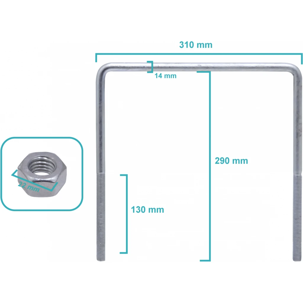 Imagen 1 de 310x290x14x130mm Abrazadera 9/16 AT para Poste Tuercas-15/16-Pulg 