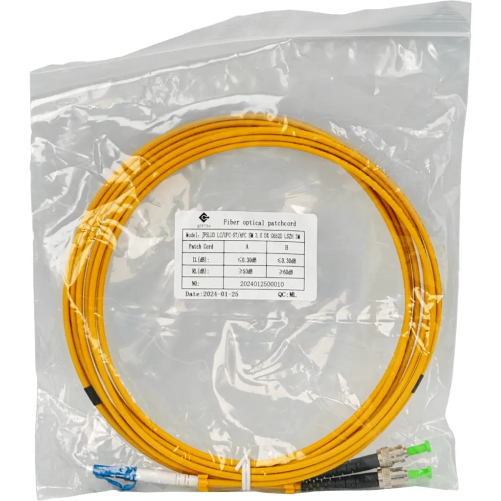 Imagen 2 de 3mt LC/UPC-ST/APC MonoModo SM Duplex Jumper Cable Fibra 9/125um 3mm