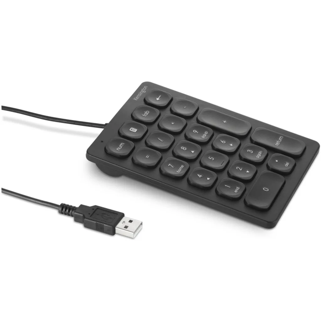 Teclado Numérico Alámbrico Kensington 21 Teclas + 4 acceso rápido USB Negro