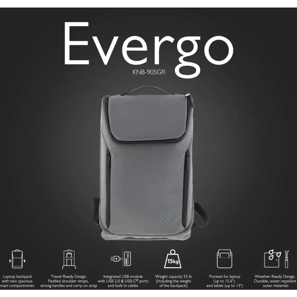 Imagen 3 de Klip Xtreme - Notebook carrying backpack - 15.6" - Polyester - Elegant gray