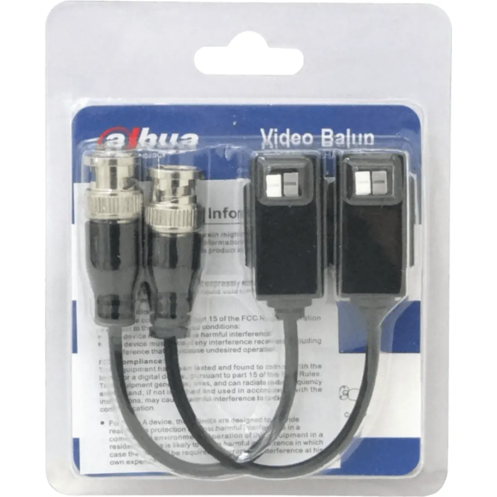 Imagen 1 de DAHUA 4K Video Balun 1-Par Pin-Push CAT5E/6 Pasivo CCTV BNC-Macho