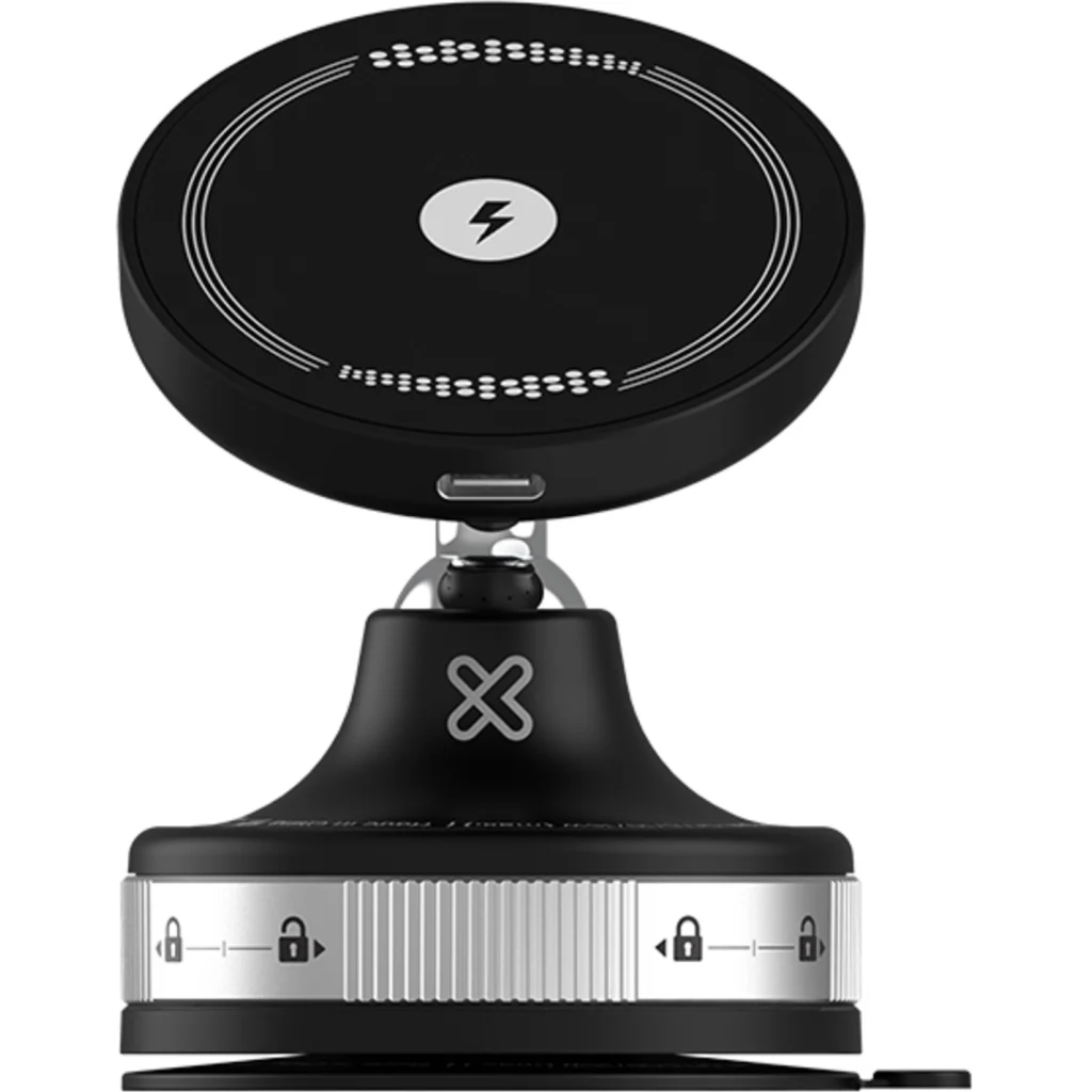 Imagen 1 de Klip Xtreme - Car wireless charging holder - 15 Watt - 24 pin USB-C - Cellular phone / Wireless earbuds / Apple AirPods / Apple Watch - Wireless - Para Smartphones - Vacuum Articulated